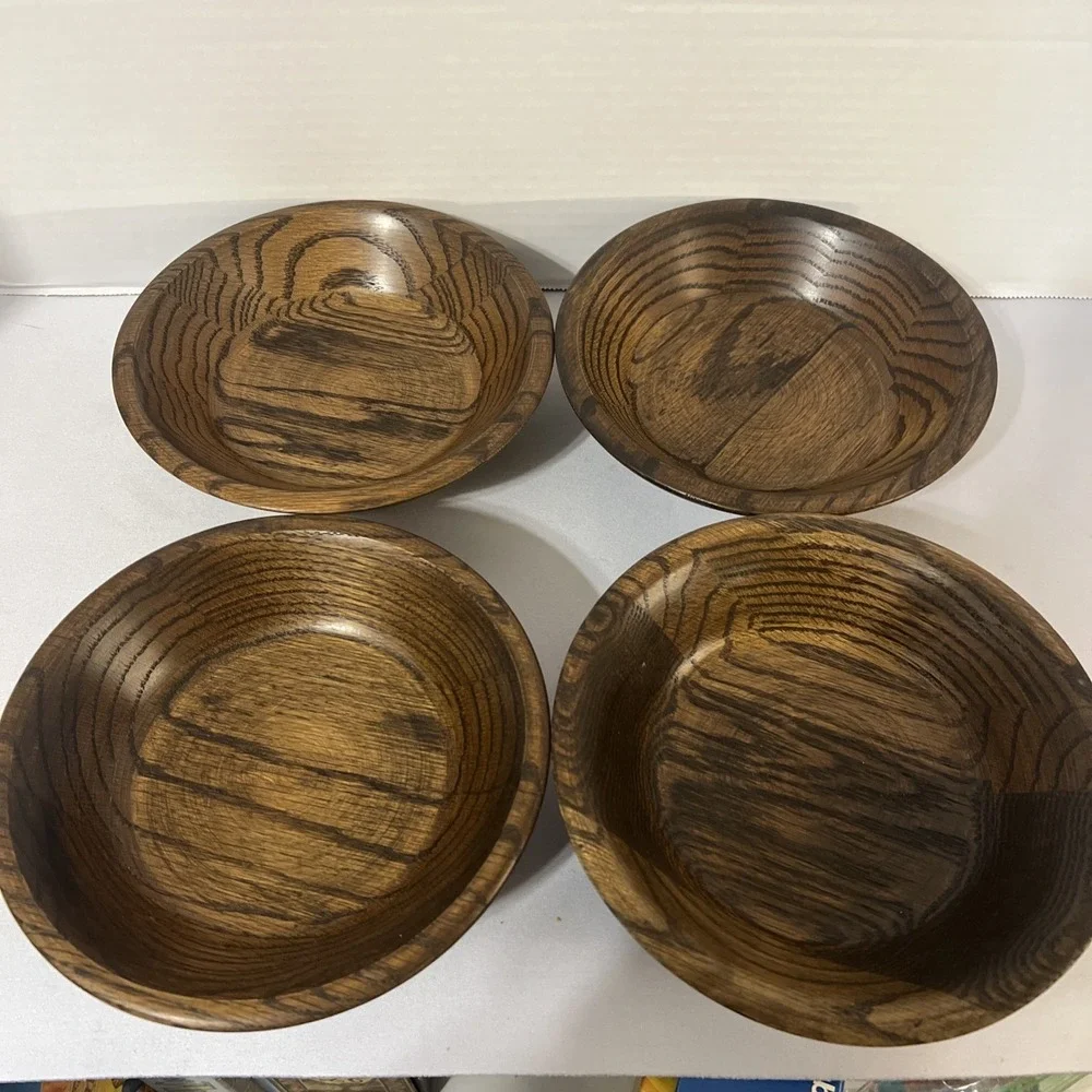 Vintage Heirloom Oak Curved Wood Bowls Set Of 4 DidWare Stave USA Lebanon Supply